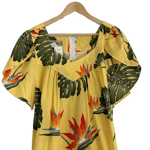 New Blue Hawaii Dress Size 2xl Hawaiian Sunny Yellow Tropical Floral MuMu NWT - Picture 2 of 10